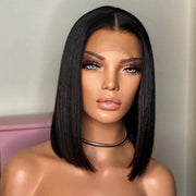 12 Inches 180% 4x4 Lace Closure Bob Wig Human Hair Wigs Brazilian Straight Short Wig