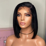12 Inches 180% 4x4 Lace Closure Bob Wig Human Hair Wigs Brazilian Straight Short Wig