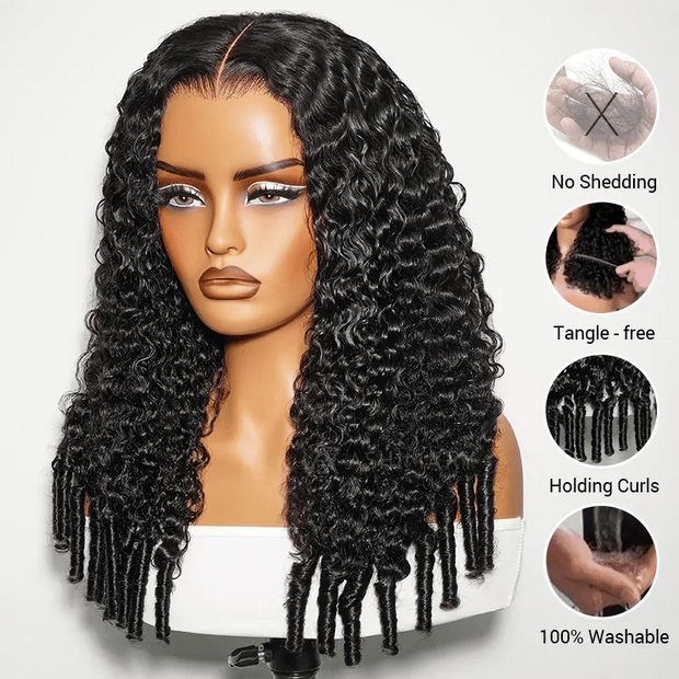 Brown Highlight Burmese Curly Glueless 13x6 Full Pull Go Lace Front Pre-Everything Human Hair Wig