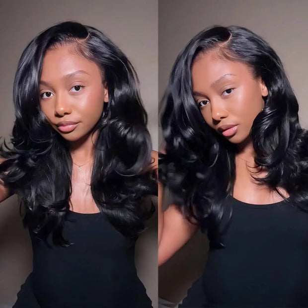 Peacock Curls Pull Go 13x6 Full Glueless Lace Front Wig Pre-Styled Heavy Layers Cut Human Hair