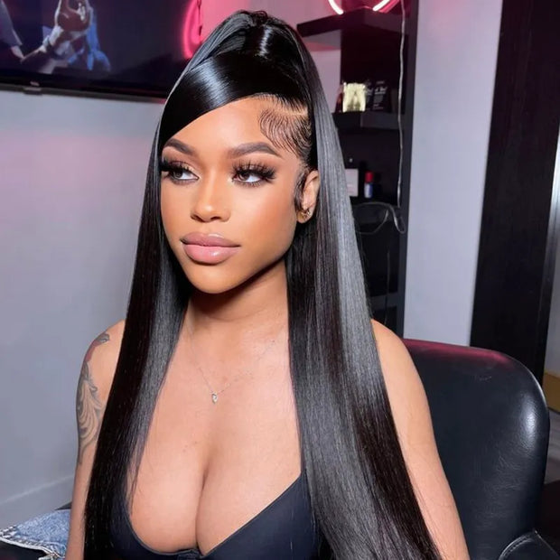 Flash Sale 14"-32" Transparent HD Full 13*6 Lace Front Wig Straight Brazilian Human Hair