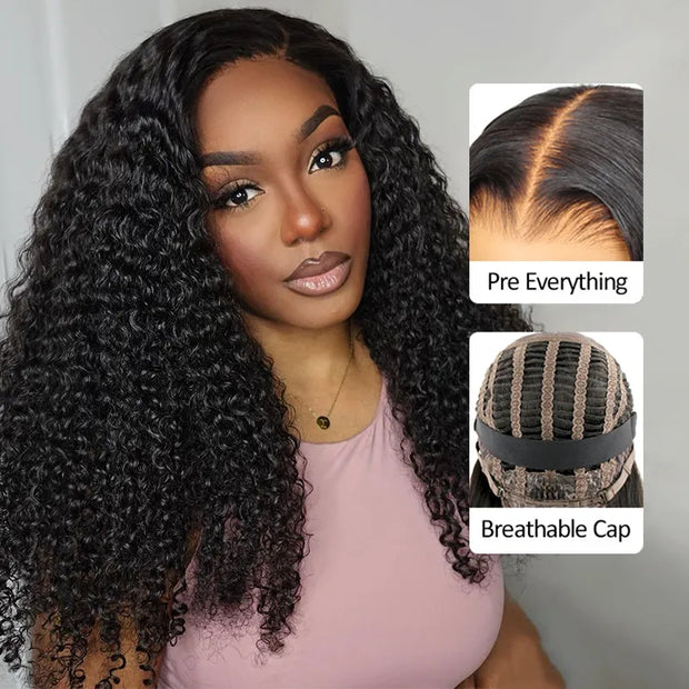 Air Wig| Ashimary Pre-Cut 13x4 Undetectable Lace Wear Go Glueless Jerry Curly Wig Pre Bleach Knots & Plucked Hairline