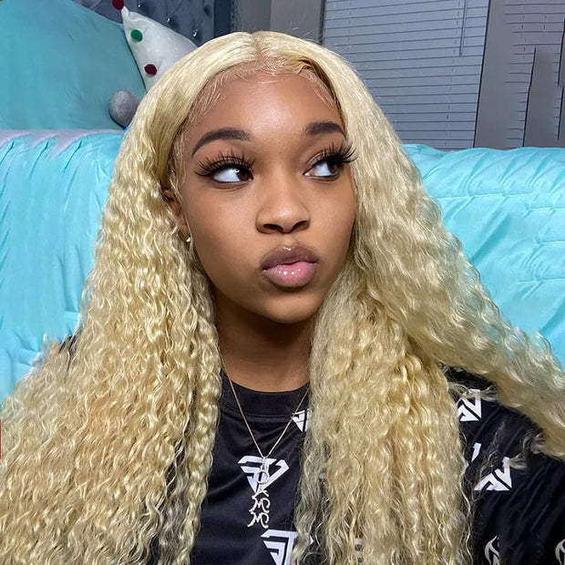613 Blonde Deep Wave 13x4 Lace Front Wig Transparent HD Lace Human Hair Ashimary.com