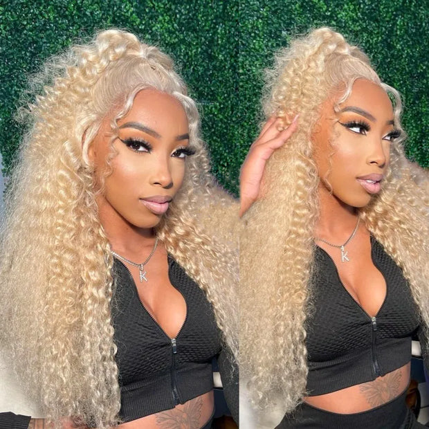 613 Blonde Deep Wave 13x4 Lace Front Wig Transparent HD Lace Human Hair Ashimary.com
