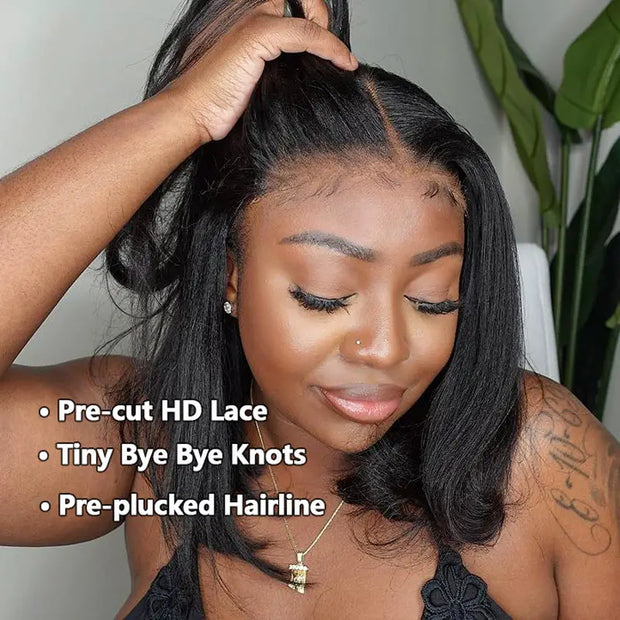 natural yaki straight hd lace closure glueless human hair wig