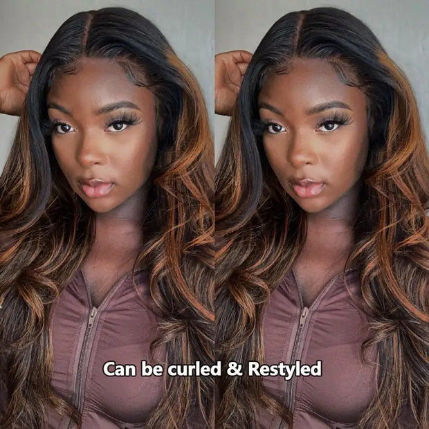 1B/30 Highlight Straight Human Hair Lace Front Wigs For Women