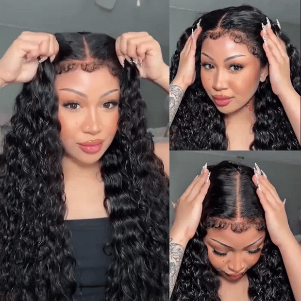 4C Natural Edges Curly Hair 13x4/13X6 Transparent HD Lace Front Wigs Water Wave Hair With Realistic Hairline