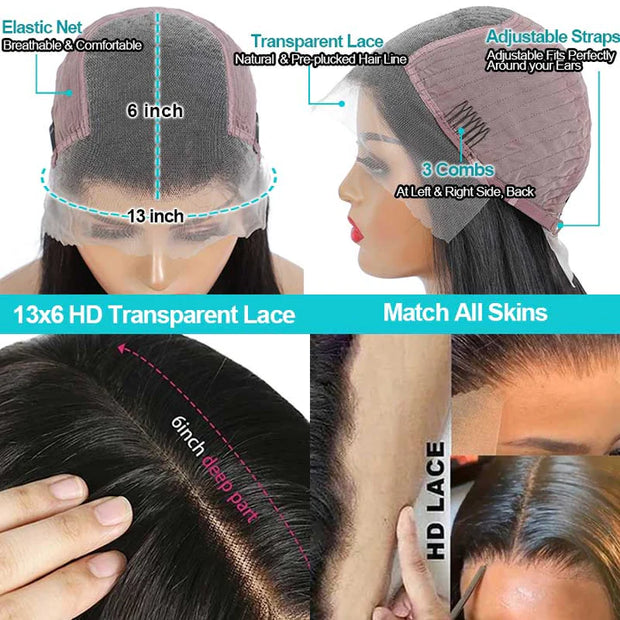 Flash Sale Ashimary 13x4 & 4x4 & 13x6 Full HD Transparent Lace Front Wig Straight Hair Natural Color 10A Hair
