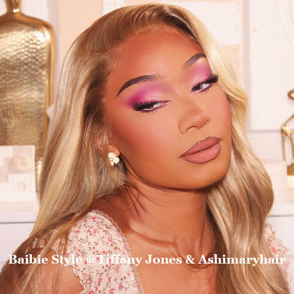 Customized Blonde Balayage on Brown Hair Transparent 13x4 Lace Frontal Wig Ashimary Hair