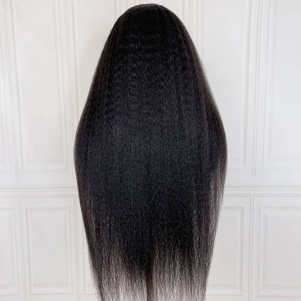 13x6 Full Lace Parting Max HD Transparent Yaki Straight Wig Natural Black Color Ashimary.com