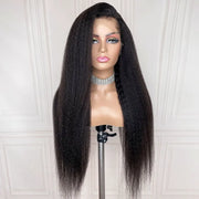 13x6 Full Lace Parting Max HD Transparent Yaki Straight Wig Natural Black Color Ashimary.com