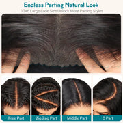 Pull Go 13x6 Full Glueless Wig Transparent Lace Front Wigs Body Wave Natural Black Ashimary Hair