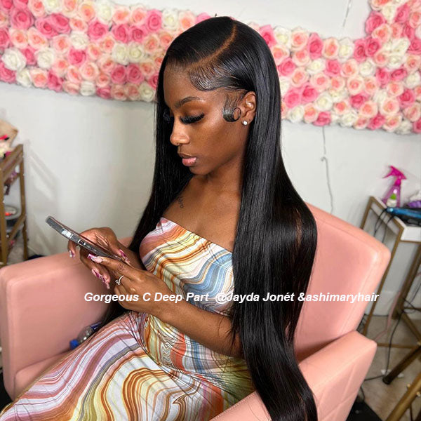 Ashimary Transparent HD Full 13*6 Lace Front Wig Straight Brazilian Human Hair