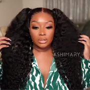 Deep Wave 13x6 Full Transparent Lace Frontal Wig Natural Black Color