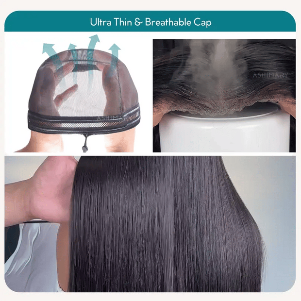 Pull Go 13x6 Full Glueless Wig Transparent Lace Front Wigs Body Wave Natural Black Ashimary Hair