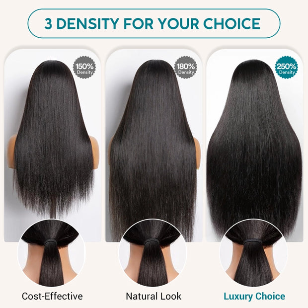 Ashimary Pull Go 13x6 Full Glueless Wig Transparent Lace Front Wig Straight Brazilian Human Hair