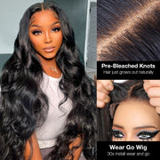 Pre Cut Upgraded Crystal Lace Glueless Body Wave Human Hair Wig with Pre Plucked Hairline & Bleached Knots