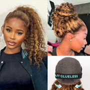 Flash Sale Invisi-Strap Snug Fit 360 HD Transparent Lace Water Wave Wig P4/27 Highlight Ombre Color Pre Plucked Hair
