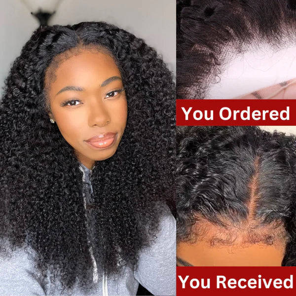 Flash Sale 4C Kinky Edges Transparent HD Lace Front Curly Wigs With Realistic Hairline
