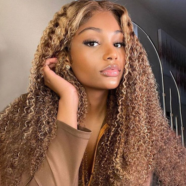 Flowy Bohemian Curly Wear And Go P4/27 Highlight Piano Color Water Wave Ready to Wear Wig with Pre Plucked Hairline & Bleached Knots