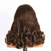 Glueless Pre-Styled Body Wave  Bob Wig Chocolate Brown Ready To Go Layer Wavy Human Hair Wig With Baby Hair