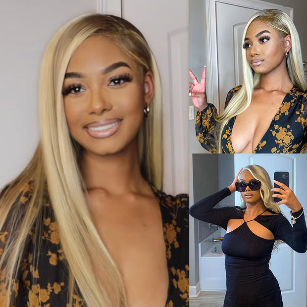 Flash Sale Customized Blonde Balayage on Brown Hair 13x6 Transparent Lace Frontal Ashimary Hair