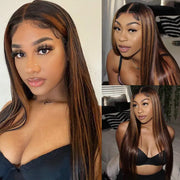 1B/30 Highlight Straight Human Hair Lace Front Wigs For Women
