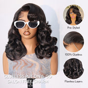 Pre-Styled Right Side Part Body Wave Short Bob Wig Transparent Lace Human Hair Wigs