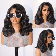Pre-Styled Right Side Part Body Wave Short Bob Wig Transparent Lace Human Hair Wigs