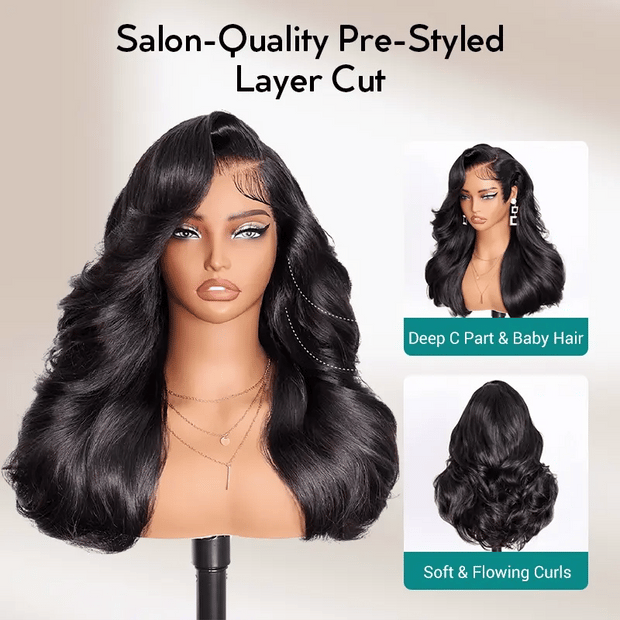 Pre Styled Efortless Chic Layer 4x4 Lace Closure Wig High Density Peacock Curls Glueless Ready to Wear Wig