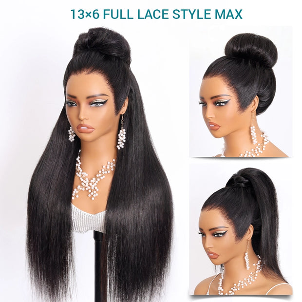 Ashimary Pull Go 13x6 Full Glueless Wig Transparent Lace Front Wig Straight Brazilian Human Hair