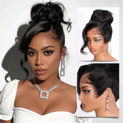 Pull Go 13x6 Full Glueless Wig Transparent Lace Front Wigs Body Wave Natural Black Ashimary Hair