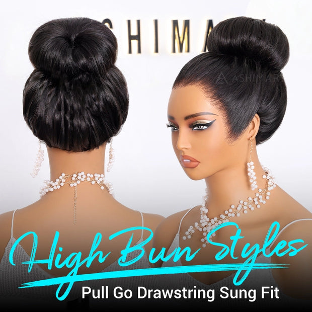 Ashimary Pull Go 13x6 Full Glueless Wig Transparent Lace Front Wig Straight Brazilian Human Hair