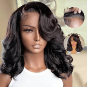 Pre-Styled Right Side Part Body Wave Short Bob Wig Transparent Lace Human Hair Wigs