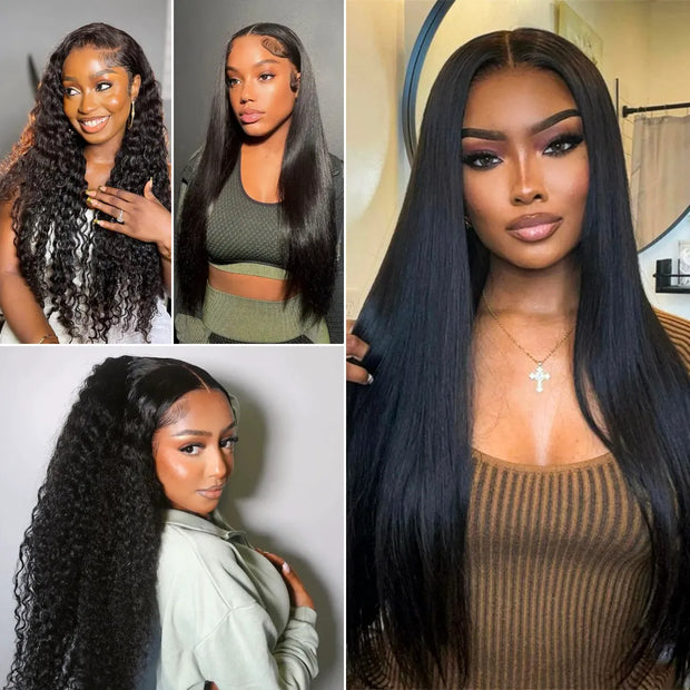 Flash Sale 26"=$109 Lace Front Glueless 13x6 Full Lace Natural Black Human Hair Wigs