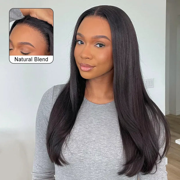 2 Wigs Set | 13x6 Full Lace Straight Wig with Pre-cut Lace + 13x4 Lace Transparent Ash Blonde Bouncy Body Wave Wig