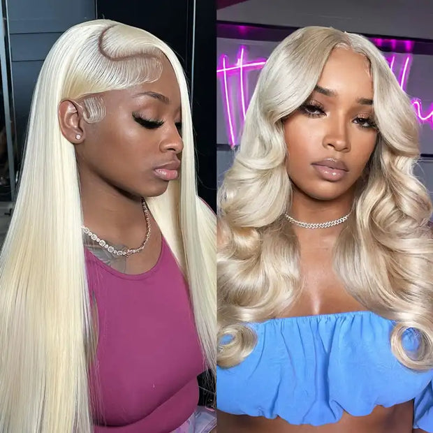 613 blonde lace front wig human hair Straight lace wig 613 blonde wig -Ashimary hair