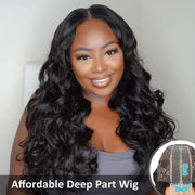 2x6 Lace Closure Affordable Deep Part Wig Body Wave Deep Part Human Hair Wig Transparent Lace for All Skin