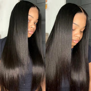 2x6 Lace Closure Wig Straight Deep Part Human Hair Wig Transparent Lace for All Skin