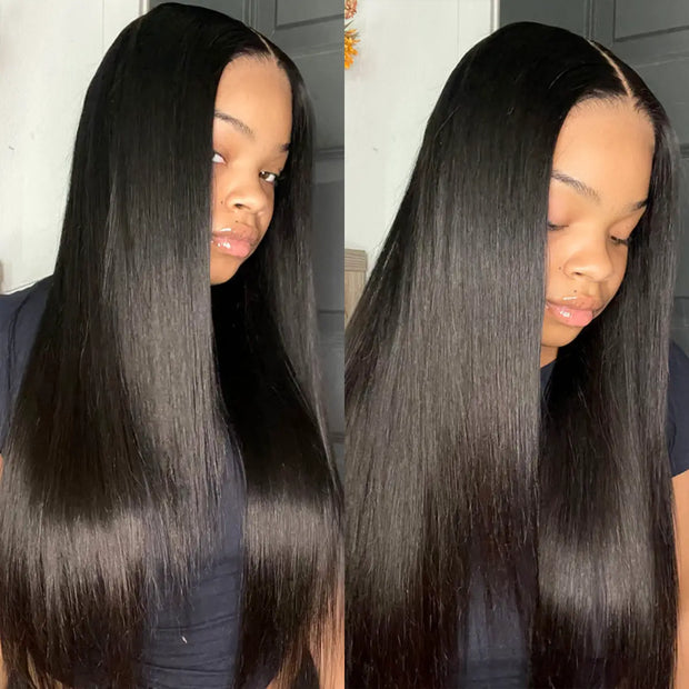 2x6 Lace Closure Wig Straight Deep Part Human Hair Wig Transparent Lace for All Skin