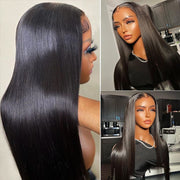 Ashimary Hair Glueless 5*5 Lace Closure Wig With Baby Hair,14-30 inch Natural Black Long Human Hair Wigs Brazilian Straight Hair