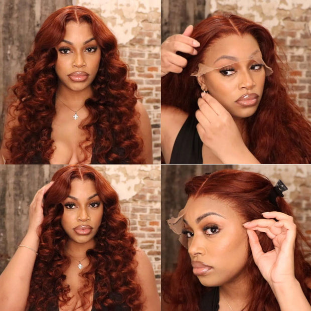 Flash Sale Reddish Brown Colored Human Hair 6x4.5 Pre-Cut Lace & 4*4/13*4Lace Frontal Wigs
