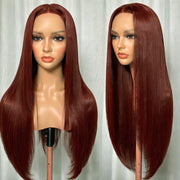 Reddish Brown Colored Straight Human Hair Lace Frontal Wigs 13x4 13x6 Transparent Lace Front Wigs Ashimary Virgin Hair