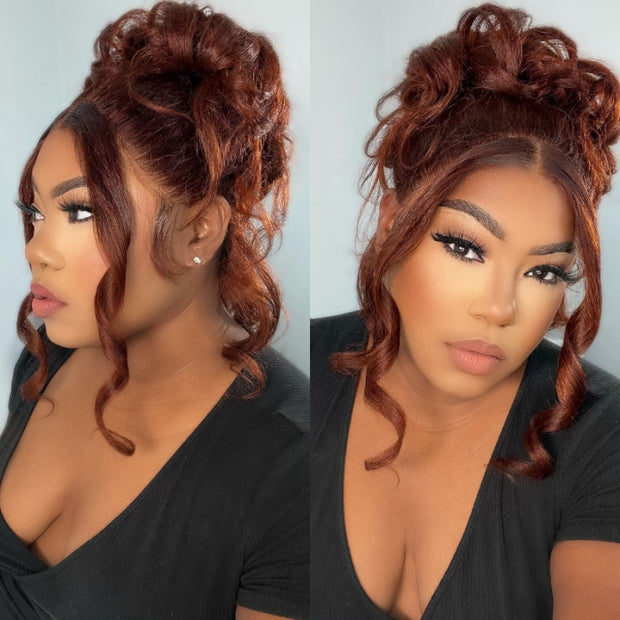 Flash Sale Reddish Brown Colored Human Hair 6x4.5 Pre-Cut Lace & 4x4/13x4Lace Frontal Wigs