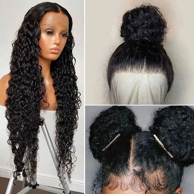 Flash Sale Water Wave HD Transparent Lace Frontal Wig Natural Color Human Hair