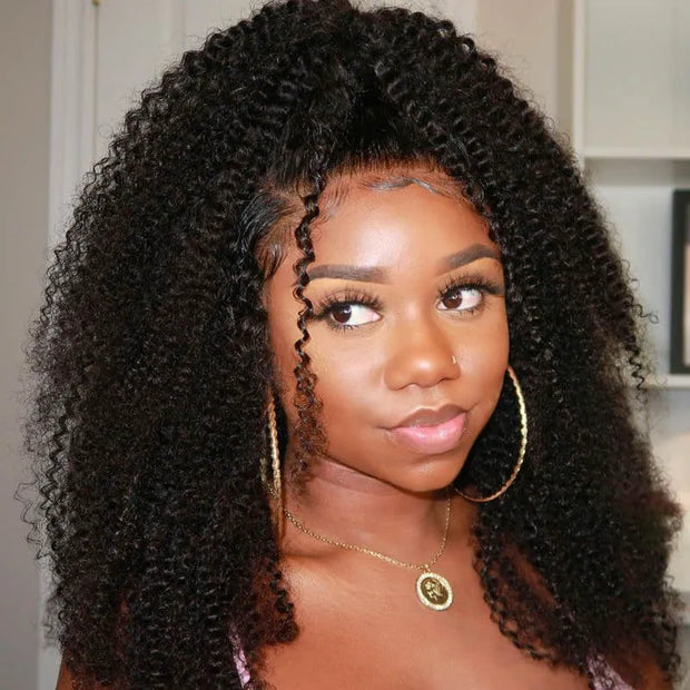 360 Lace Front Kinky  Curly Human Hair Wig For Women