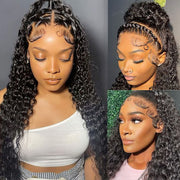 Breathable Frontal Lace Wig Pre Plucked Deep Wave Human Hair Wig Natural Hairline