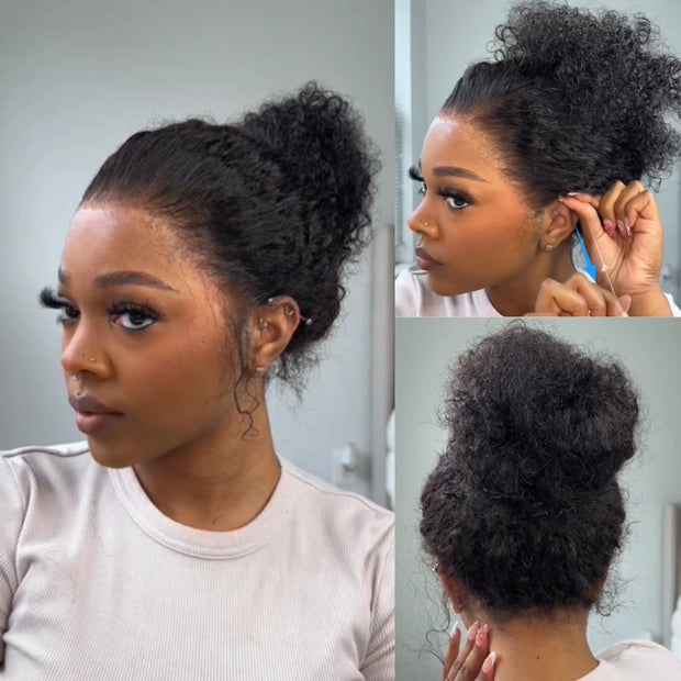 Flash Sale Invisi Strap 360 Glueless Lace Wig Wavy & Curly Human Hair Pre Cut Lace Wig