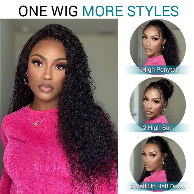 Water Wave Invisi Strap Snug Fit 360 Transparent Lace Frontal Bleached Knots Pre Cut Lace Wig