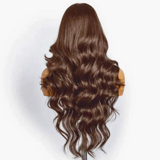360 Lace Frontal 4# Chocolate Brown Body Wave Lace Front Wig Transparent Preplucked Lace Frontal Wig Colored Wigs 